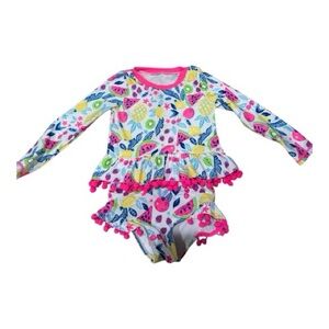 Betsey Johnson Pink and Blue Kids Swim Rashguard